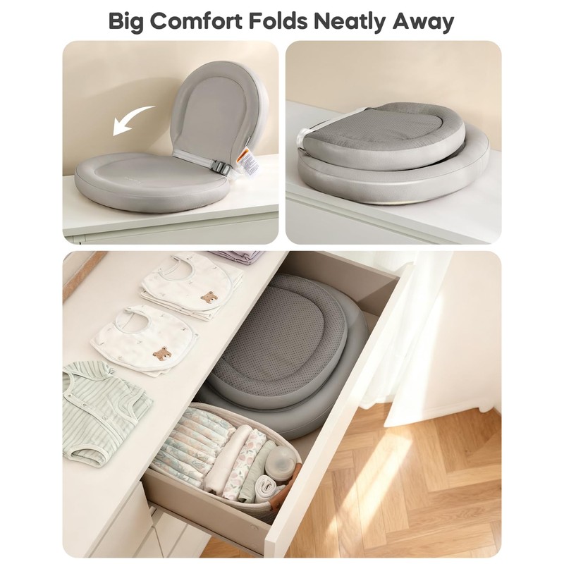 Baby Changing Pad with Waterproof & Wipe-Clean, Non-Slip Foldable PU
