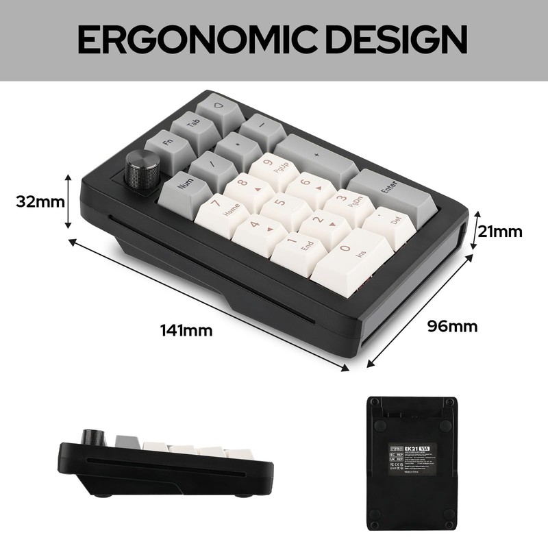 EPOMAKER EK21 VIA Gasket Number Pad with 1000mAh Battery, BT