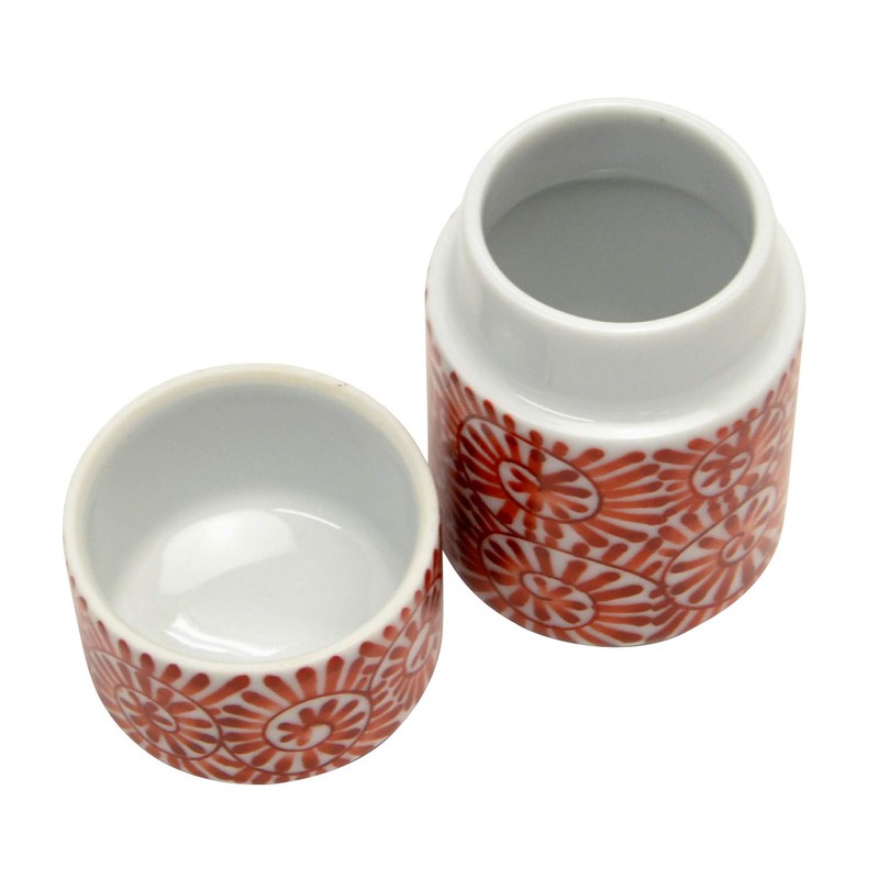 Tabletop Toothpick Holder with Lid, Arita Ware, Octopus Arabesque, Red,