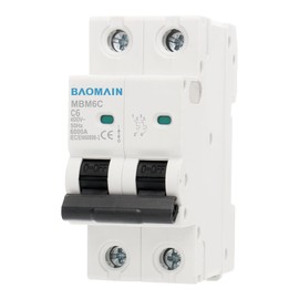 Baomain 6A AC Miniature Circuit Breaker, AC 400V 50Hz 6000A 2 Pole C65 MCB DIN Rail Mounting,MBM6C