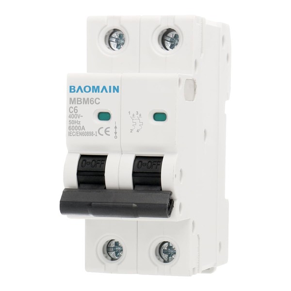 Baomain 6A AC Miniature Circuit Breaker, AC 400V 50Hz 6000A