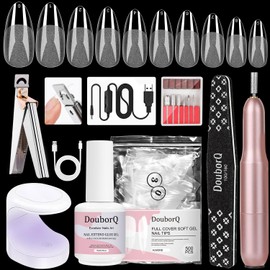 Major Dijit Gel X Nail Kit - Beginner Gel Nail Set with Nail Drill, 0.5oz 4-in-1 Nail Glue Gel, 500PCS Almond Nail Tips, UV Lamp for Nail Extension & Art