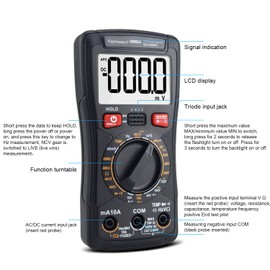 DC/AC Professional Digital Multimeter Resistance Capacitance Frequency Temperature Frequency Conversion Measurement Ohm Meter NCV Smart Multimeter Electronic Service Tool KM-DM09C…