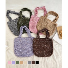 Miniministore Knit Bag, Handbag, Korean Style, Women's, Color-scheme, Mini Tote Bag, Handbag, Spring, Autumn, Winter, Foldable, Lightweight, Adult Cute, Casual, Walking Bag, Camel