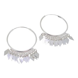 Touch Jewellery 925 Sterling Silver Hoop Earrings with Dangling Diamond Shapes