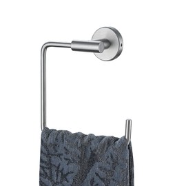JQK Towel Ring, Stainless Steel Square Ring Towel Holder for Bathroom, 6 Inch Brushed Finished Wall Mount, TR140-BN