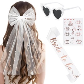 Jga Accessories Women, Jga Decoration, Pack of 4 Jga Accessories with Veil Jga, Bride to be Sash, Jga Glasses, Jga Stickers, Bachelorette Party Accessories for Bachelorette Party, Women Bride Party