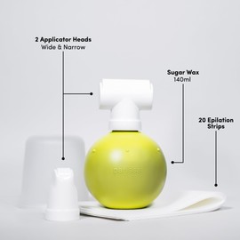 Parissa Organic Roll-On Sugar Wax | USDA Certified, 100% Natural, Gentle & Washable Formula for Sensitive Skin | At-Home Hair Removal Kit | 2 Applicator Heads, 20 Reusable Strips, 140ml (5 Fl Oz)