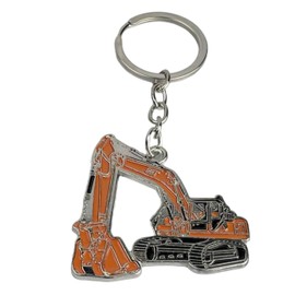 Work Orange Excavator Keyring - Excavator Keyrings with Orange Shovel or Saucepan - Key Accessory for Workers Lovers, Excavators, Constructions…- Unisex Keychain for Men and Women, grey, One size