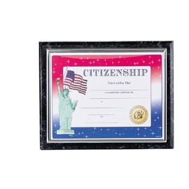 Certificate Plaque Board with Gold Raised Border Slide in Plexi Glass, Blue