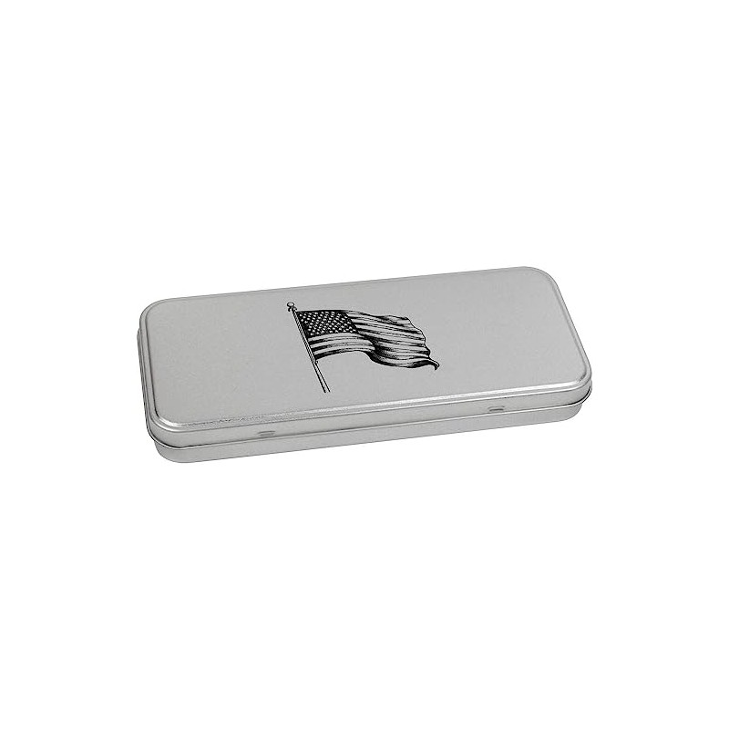 Azeeda 'USA flag' Metal Hinged Stationery Tin/Storage Box (TT00203989)