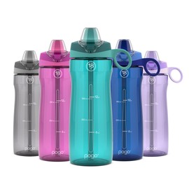 Pogo BPA-Free Tritan Plastic Water Bottle with Soft Straw Lid, 18 Oz, Teal