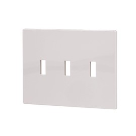 EATON PJS3W Arrow Hart Pjs3 Mid Size Screw Less Wall Plate, 3 Gang, 4-7/8 in L X 6.37 in W X 0.08 in T, White