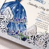 DORIS HOME 50Pcs Glitter Silver Butterfly Quinceanera Invitations, 5" x