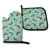 Oven Mitt and Pot Holders, 2 Piece Set, Dachshunds On