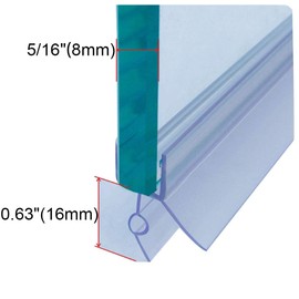 Cozylkx Frameless Shower Door Bottom Seal with Drip Rail for 5/16"(8mm) Glass, Length 27.5"/0.7m, Glass Door Sweep Stop Shower Leaking