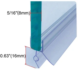 Cozylkx Frameless Shower Door Bottom Seal with Drip Rail for 5/16"(8mm) Glass, Length 27.5"/0.7m, Glass Door Sweep Stop Shower Leaking