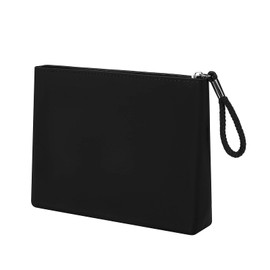 WHHJM Silicone Makeup Bag for Purse Zipper Cosmetic Pouch Makeup Brush Holder Large Makeup Organizer Silicone Travel Pouch for Women (Black)