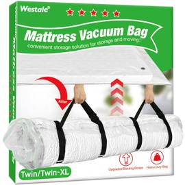 Vacuum Bags for Mattresses Twin/Twin-XL Straps for Moving, Leak-proof Vacuum Compression Bag for Storing Mattresses with Double Zip, Space Saving for Memory Foam and Latex