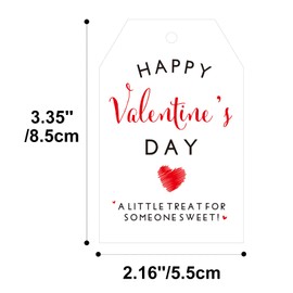 G2PLUS Valentine's Day Gift Tags, 50PCS Happy Valentine's Day Tags, A Little Treat for Someone Sweet Tags, Red Heart Valentine's Day Gift Tags with String for Valentine's, Wedding Party Favors