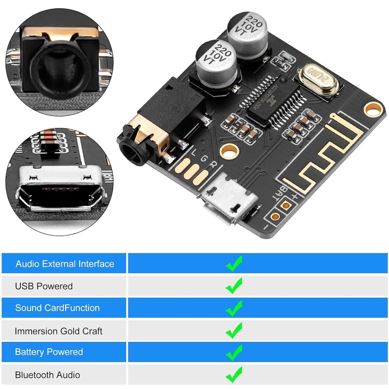 5pcs Bluetooth Audio Receiver Board BT 5.0 Stereo Audio Amplifier