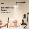 KES Rectangle 12-inch Matte Black Shower System with Large Waterfall