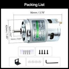 775 DC Motor 12v DC Motor High Torque DC Motor Max 20000 RPM Dual Ball Bearings Quiet Power Wheels Motor Upgrade DC Motor（with Bracket） (Round Shaft Motors)