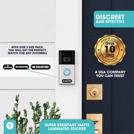 Tiny No Soliciting Sign for House | 3 Size Pack No Soliciting Signs for Home | Tiny Size Perfect for Video Doorbell | Matte Waterproof Sticker | Ideal for Apartment, Office and more (Black - 3 Sizes)