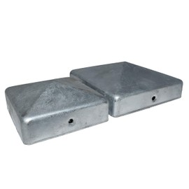 4 x 75mm x 75mm (3" x 3") Metal Pyramid Galvanised Fence Post Caps