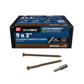 Grip-Rite GRDFCS3ACA1 DeckForce #9 x 3 Nano Coated Composite Deck Screws, Brown, 1lb Box