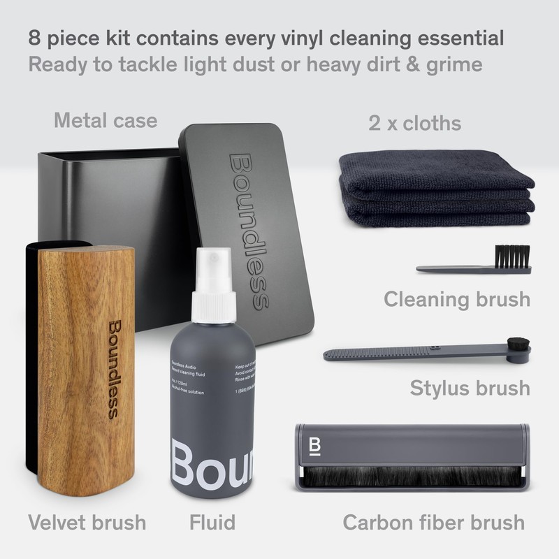 Boundless Audio Vinyl Record Cleaning Kit - 8-in-1 Vinyl Cleaner