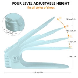 MANTIANJIN Shoe Slots Organizer 16 Pack, Shoe Stackers for a Pair of Shoes,Adjustable Double Layer Stack Shoe Space Saver, 50% Space-Saving Storage Shoe Rack Holder for Closet Organization,Blue