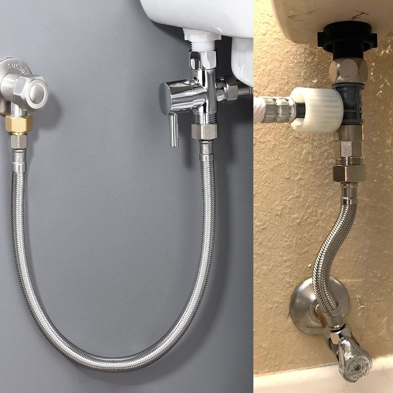 Toilet Tank Connector, Lead Free Stainless Steel Braided Water Supply