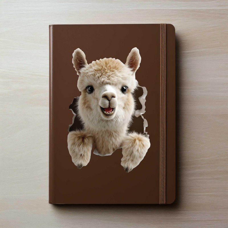 Llama Hole Decal – 3D Fluffy Alpaca Vinyl Sticker –
