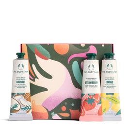 The Body Shop Hand Care Trio Christmas Gift Set (3x 30ml), Festive Mini Hand Balms in Mango, Coconut & Strawberry, Nourishing Moisturisers with Shea Butter, Vegan