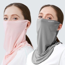 Women's Outdoor Sports Breathable UV Sun Protection Face Cover Dark Gray Mask 2ea