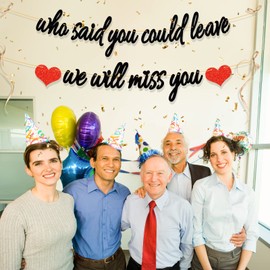 Ushinemi - Banner con purpurina para fiestas de jubilación, We Will Miss You Funny Retired Farewell Going Away