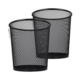 Westcott Papierkorb Mesh Schwarz (2er-Set) | 2 x Mülleimer aus Drahtgeflecht mit 12,3 Liter Fassungsvermögen | Abfalleimer für Büro, Homeoffice oder Haushalt | E-744608 00