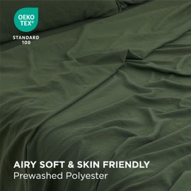 Bedsure Deep Pocket King Sheet Set - 6 Piece, Prewashed Ultra-Soft King Size Sheets Set, Fits Mattresses Up to 18 Inches Thick, Breathable & Secure Fit, Hotel Luxury Bedding, Olive Green