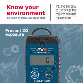 Sensorcon AV8 Inspector Portable Carbon Monoxide Detectors for Aviation – Professional-Grade Digital Carbon Monoxide Monitor with Visual and Audio Alarms