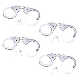 VARKAGE Pack of 4 Children's Handcuffs, Toy Handcuffs, Handcuffs Costume for Police and Robber Games, Handcuffs Key Included