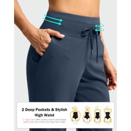 G Gradual Pants for Women High Waisted Golf Pants 2 Deep Pockets 7/8 Ankle Sweatpants for Athletic Travel Dressy Casual, Navy, Medium