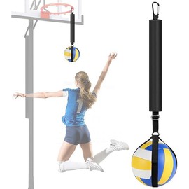 Volleyball Spike Trainer Solo Serve Attack Trainer Resistance Band with Adjustable Waist Belt Ball Pouch & Hand Strap for Serving Practice - Color: Volleyball Spike Trainer