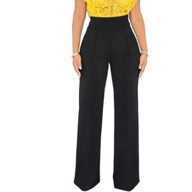 ThusFar Women Casual Wide Leg Long Pants Office Work Business High Waisted Straight Bootcut Leg Dress Pant Black XL