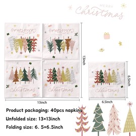 40Pcs Christmas Party Decorations - Christmas Tree Paper Napkins Disposable Napkins for Merry Xmas Winter Festive Dinner Party Supplies