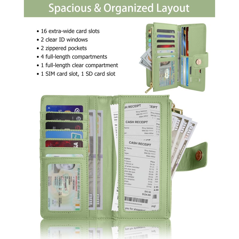 Sunpour Wallets for Women,RFID Blocking Wallets Ladies Thin Trifold Wallets