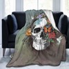 Majoug Flower Sugar Skull Throw Blanket Flannel Fleece Bed Blanket