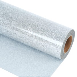 guangyintong Glitter Silver Heat Transfer Vinyl HTV Rolls, 12" x 8ft Iron on Vinyl for T-Shirts Glitter Silver HTV Vinyl for All Cutter Machines Easy to Cut & Weed for Heat Vinyl Design