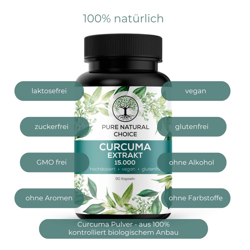 PURE NATURAL CHOICE Curcuma Extract 15000 – TÜV Tested –