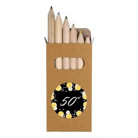 Azeeda 6 x '50th Birthday' Short 85mm Pencils/Coloured Pencil Set (PE00062174)